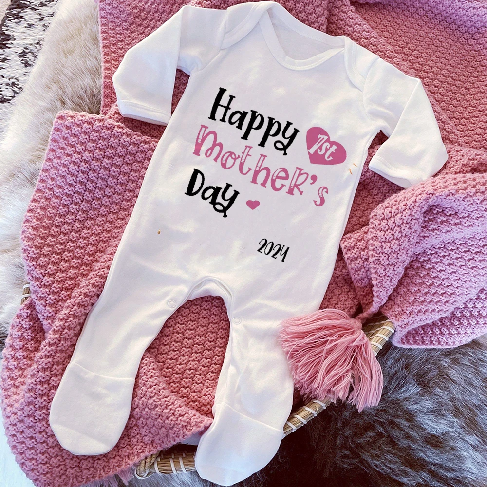 Feliz 1er Día de la Madre 2024 Babygrow Sleepsuit Regalo del Día de la Madre Pijamas de crecimiento para bebés Nuevos regalos de mamá Traje del Día de la Madre recién Nacido