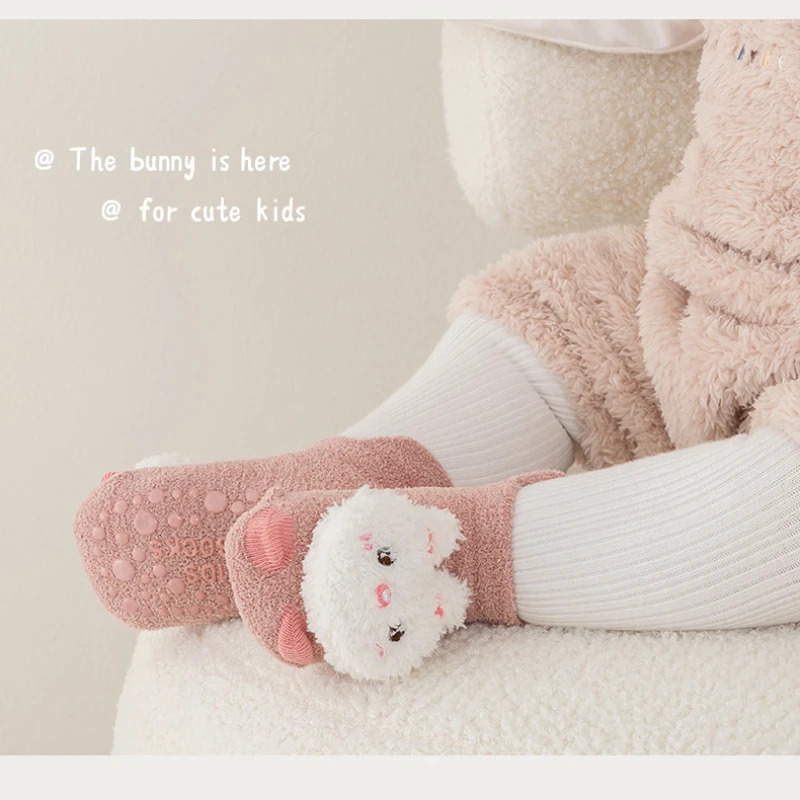 Calcetín de oso de dibujos animados para bebé, calcetín corto de algodón suave, transpirable, parte inferior de goma, antideslizante - imagen 2