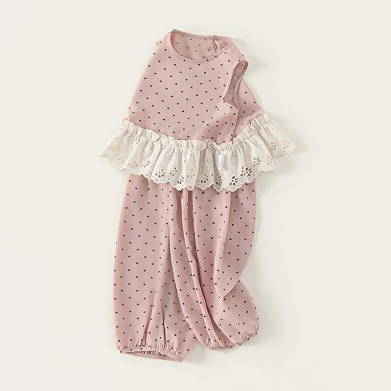 Conjunto de verano para niña con top de encaje y pantalón rosa - imagen 4