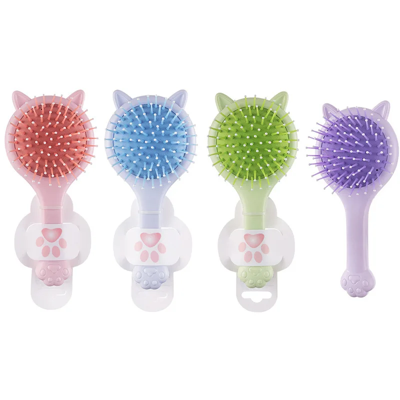 Cepillo para el cabello con cojín de aire estilo niña, bonito y creativo, con diseño de pata de gato, cepillo para el cabello con espejo para uso doméstico, cepillo para masaje del cuero cabelludo - imagen 3