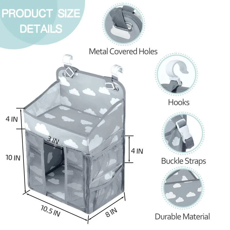 Juego de cama para cuna de bebé y niño, bolsa de almacenamiento colgante para cuna de bebé, organizador de pañales, bolsa organizadora para cuna, pañales esenciales para bebé - imagen 3
