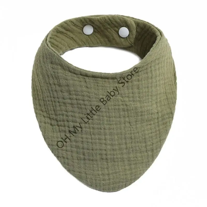 Baberos para alimentación de bebé, toalla para Saliva, bufanda triangular de Color sólido, Bandana, babero de algodón suave, botón a presión ajustable, paño para eructar, 6 uds. - imagen 3