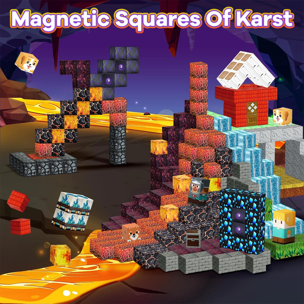 Bloques de construcción magnéticos Lava Adventure para niños y niñas de 3 años + juego de cubos magnéticos STEM juguete sensorial Montessori 50/100/200/300 Uds - imagen 2