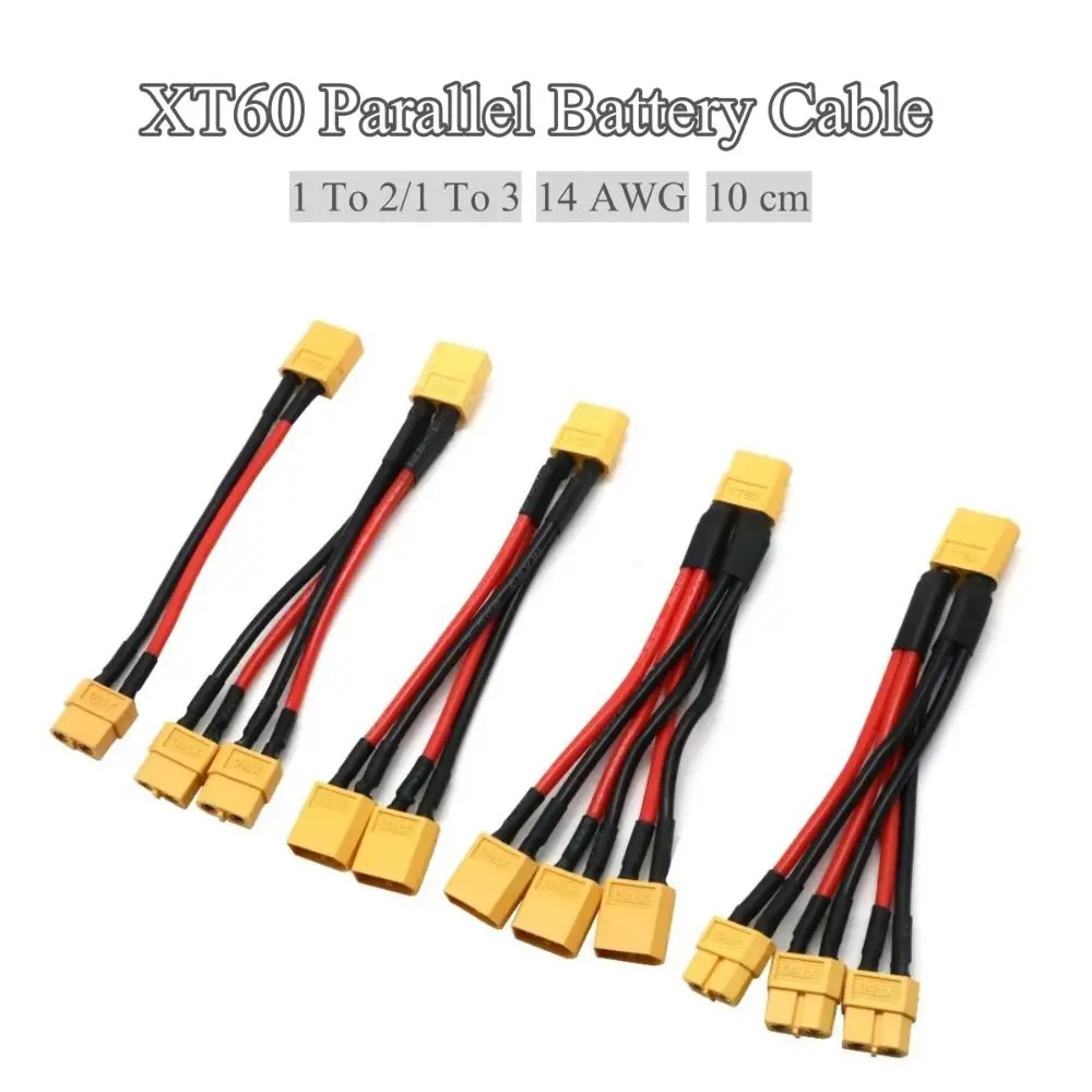 Conector de batería paralelo XT60, enchufe macho hembra, Cable de extensión de batería de 10 cm, Cable conector de 14 AWG para motores de batería RC - imagen 2