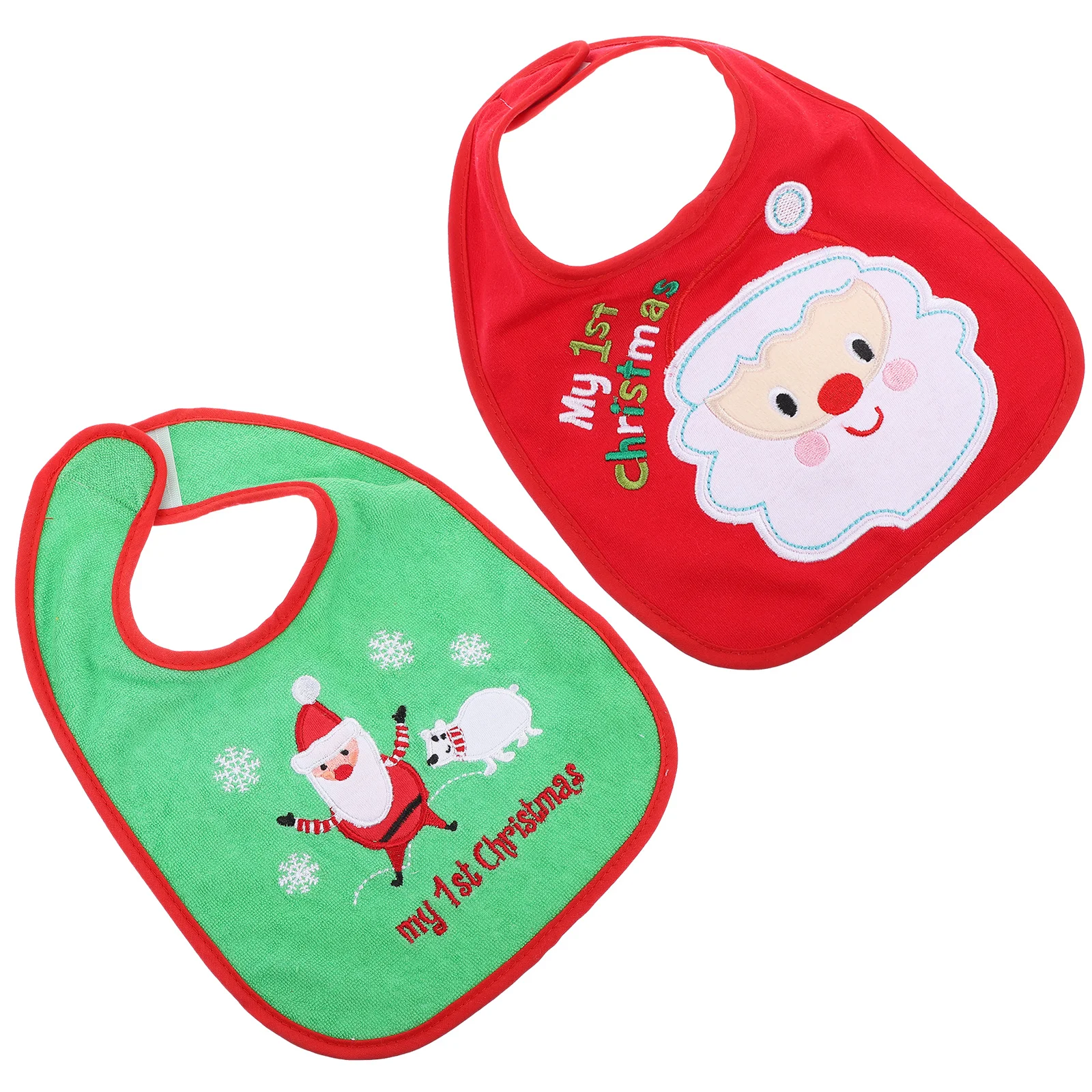 Babero para bebé con patrón navideño, delantal de alimentación a prueba de baba para recién nacido, toalla ligera para Saliva, fácil de limpiar, 2 uds. - imagen 4