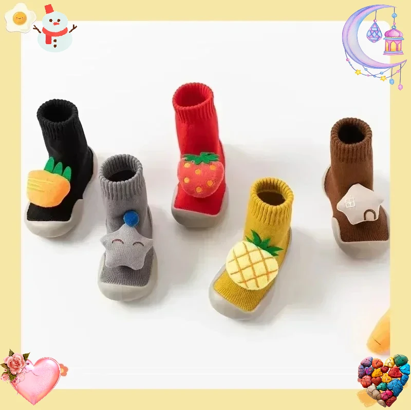 Zapatos bonitos y gruesos de dibujos animados para niños, zapatos antideslizantes de fondo suave para caminar, zapatos de interior para niños pequeños, Otoño Invierno - imagen 2