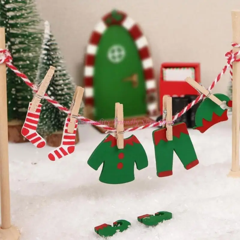 85AE Adornos ropa festivos madera seguros para niños, accesorios creativos para juegos simulación - imagen 5