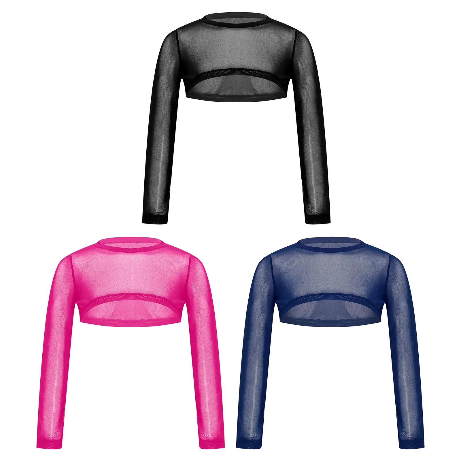 Tops de natación para niños y niñas, traje de baño de malla, Top corto de manga larga, protección solar, Playero - imagen 2