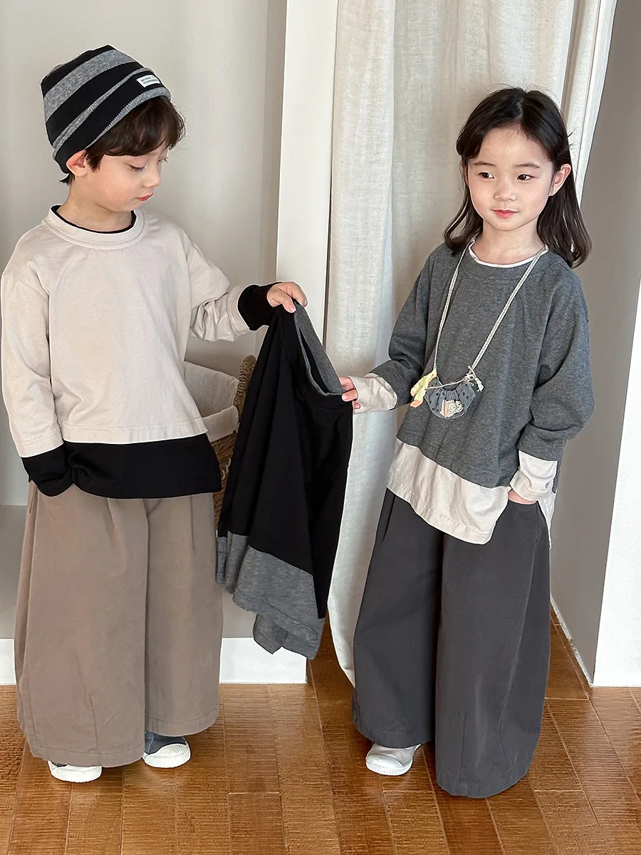 MILANCEL, nuevos pantalones rectos de otoño para niños, 1-7T, pantalones de pierna ancha simples de Color sólido para niñas, pantalones sueltos versión coreana para niños - imagen 5