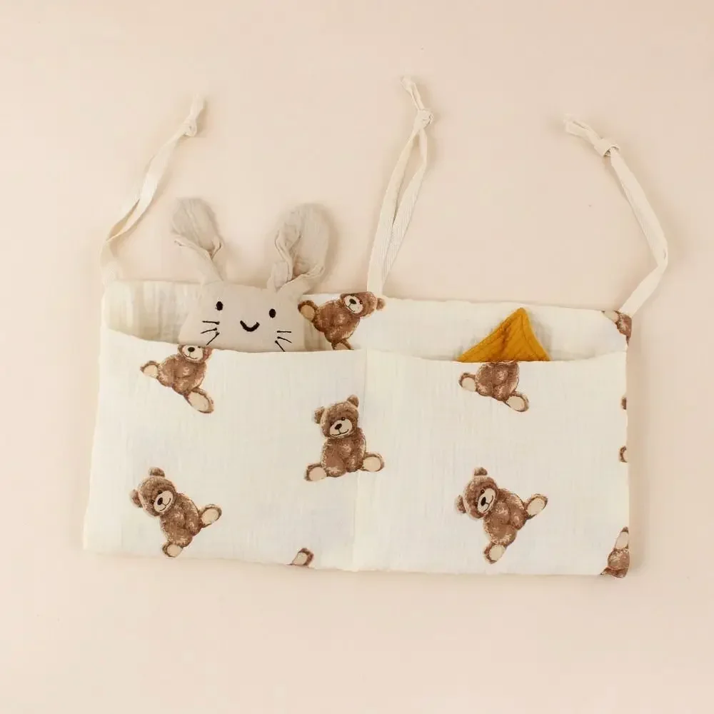 Bolsa de almacenamiento para cuna bebé en algodón con doble bolsillo - imagen 3