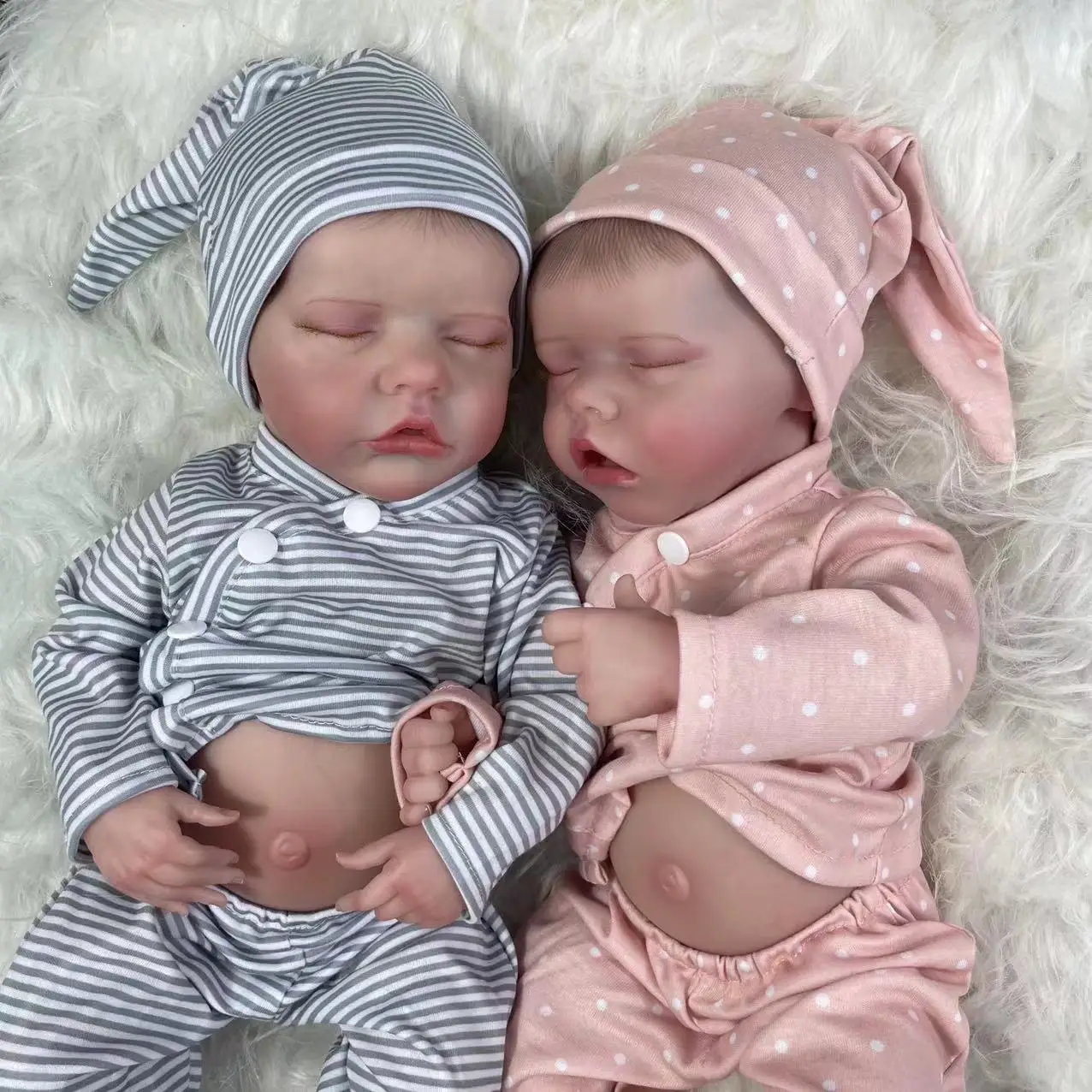 Muñeca Reborn gemelos de vinilo de silicona de 43CM, cuerpo lavable doble A & B, piel 3D, venas visibles, muñeca artística coleccionable para niños