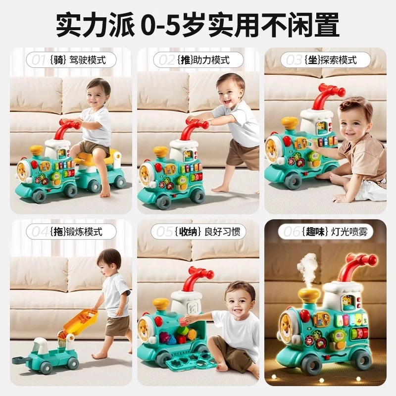 Andador para bebé, tren multifunción, carrito para niños pequeños, Andador Musical, empuje manual, Andador educativo temprano, juguetes para caminar de aprendizaje para bebé - imagen 5