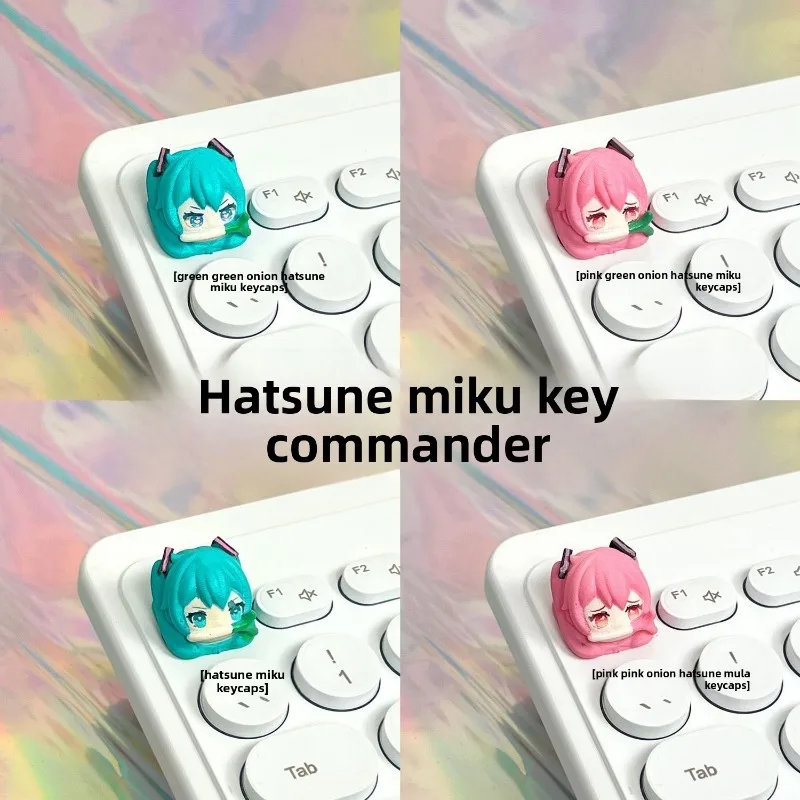 Hatsune Miku-teclas de resina de dibujos animados, teclas con personalidad creativa, Teclado mecánico de eje transversal DIY, accesorios universales, regalo nuevo