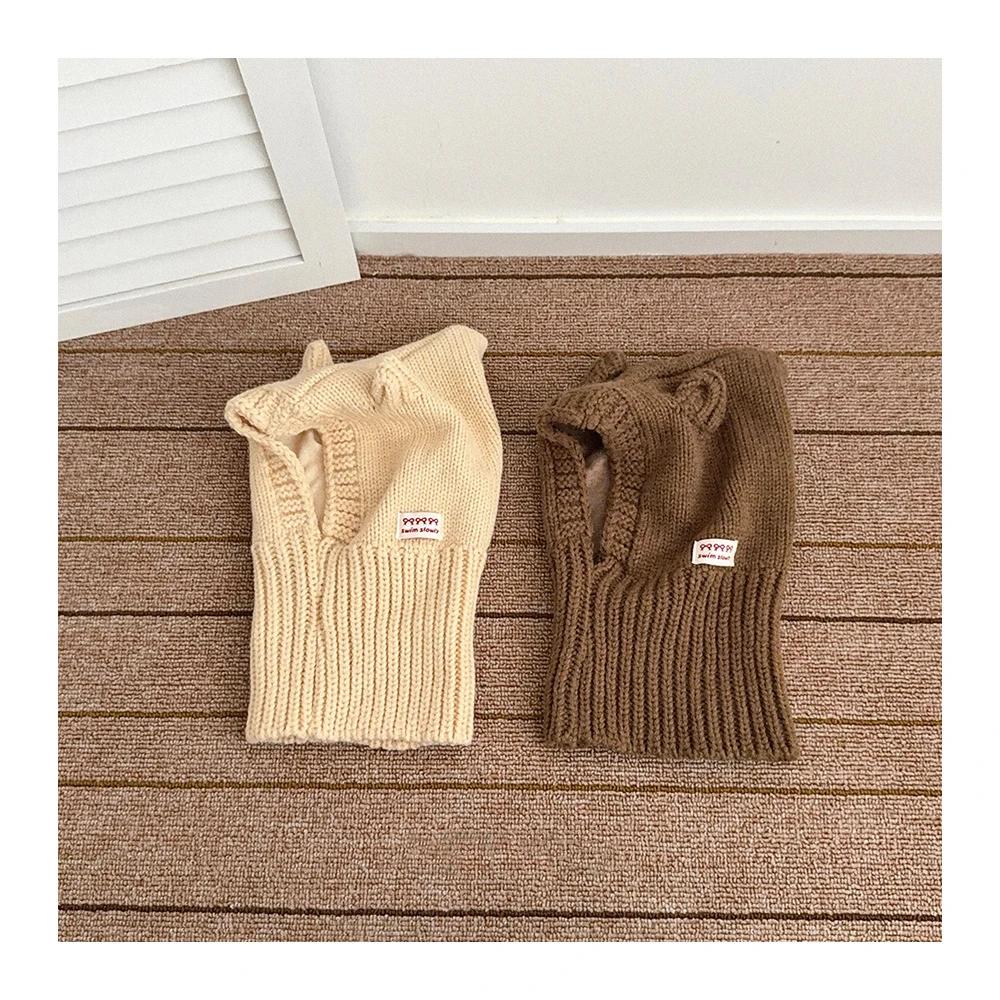 MILANCEL, nuevo gorro tejido de invierno para niños, 1-6T, letras de Color sólido, gorro y bufanda para niños, gorro grueso y cálido de una pieza para niñas - imagen 3