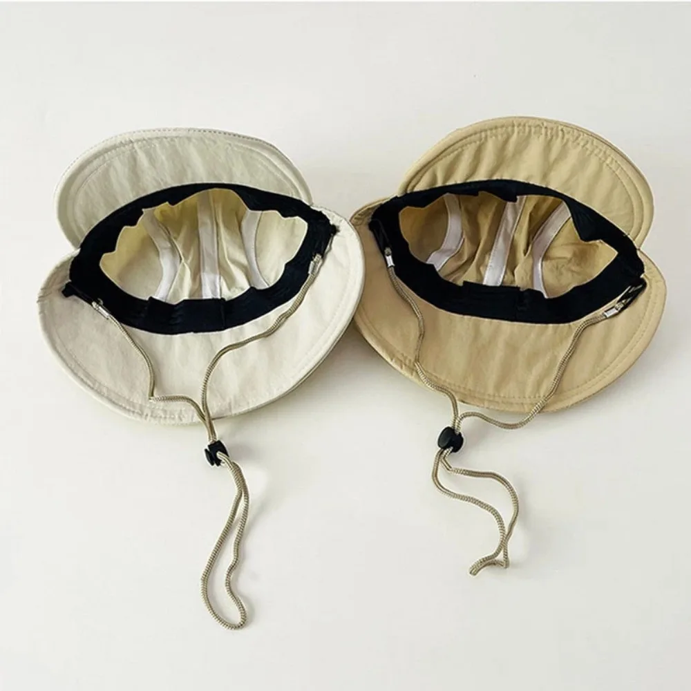 Sombrero de cubo ligero de moda fino con correa ajustable para el cuello gorra de pico de pato de doble ala sombrero de sol de secado rápido para niños - imagen 5