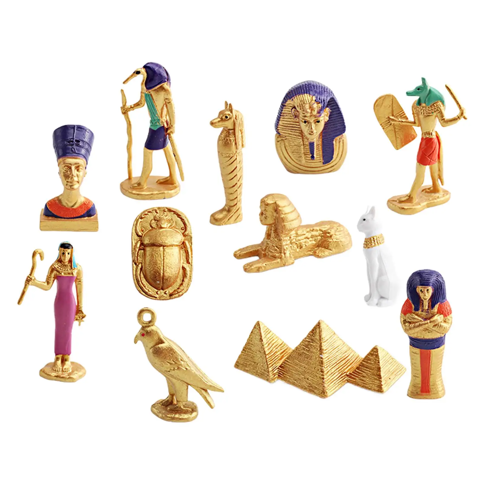 12 Pieces Ancient Egypt Figures Miniature Egyptian Figurines for Role Play