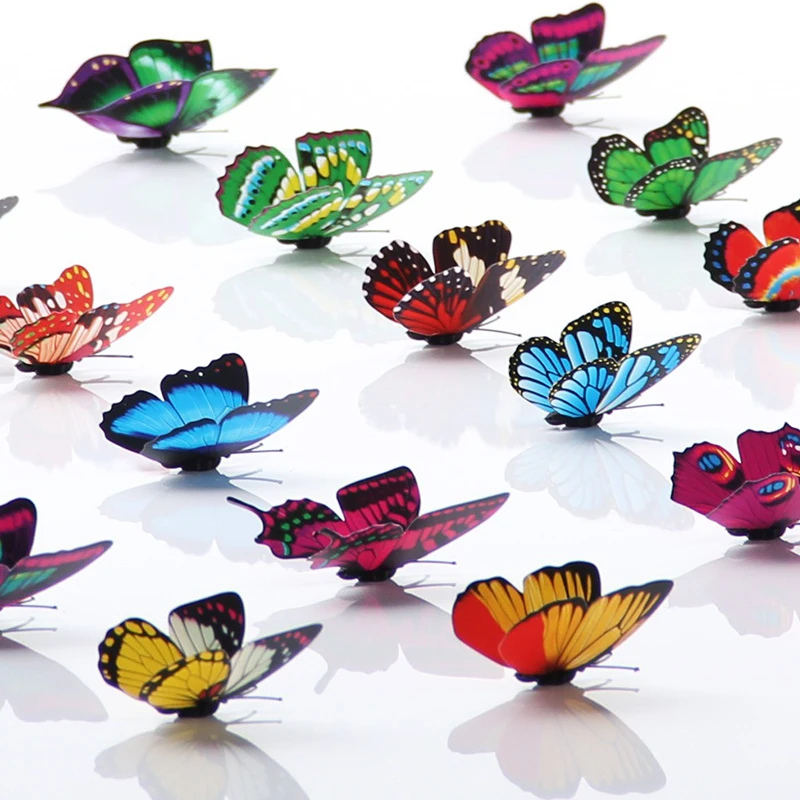 12 unids/pack efecto 3D pegatina de mariposa pegatina magnética para pared de refrigerador PVC arte moderno calcomanía decoración del hogar regalo creativo ZYF - imagen 4