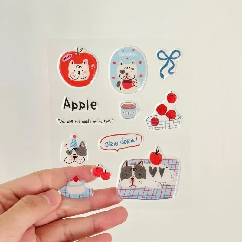 1 pegatina artística Fadou con ilustración de cachorro, pegatina de gelatina Ins de alto valor, funda para teléfono móvil DIY, pegatinas Kawaii 2026