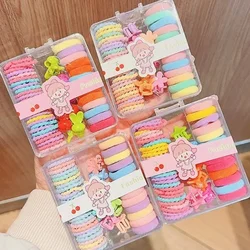 40 Uds. De lazos elásticos para el cabello y 14 pinzas para el cabello, nueva moda para niñas, bonitos accesorios para el cabello Kawaii, caja, regalos de Año Nuevo