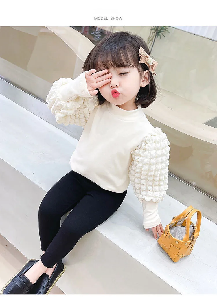 Camiseta de manga abullonada para niña – Primavera y otoño