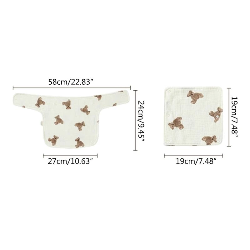 M76C Almohadilla algodón saliva Toalla para bebés Taburete cañería Babero Multifunción Correa para bebés - imagen 5