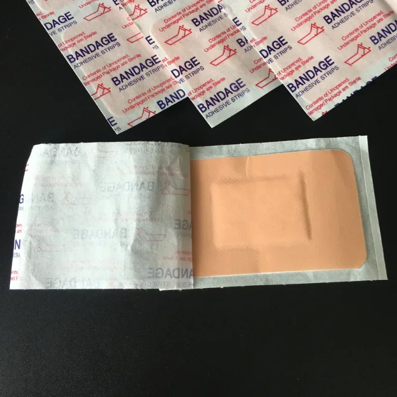 50 unids/set 7,6x5cm tirita PE parche de piel yesos rectangulares para vendaje de heridas parche de primeros auxilios cinta adhesiva vendajes Woundplast - imagen 3