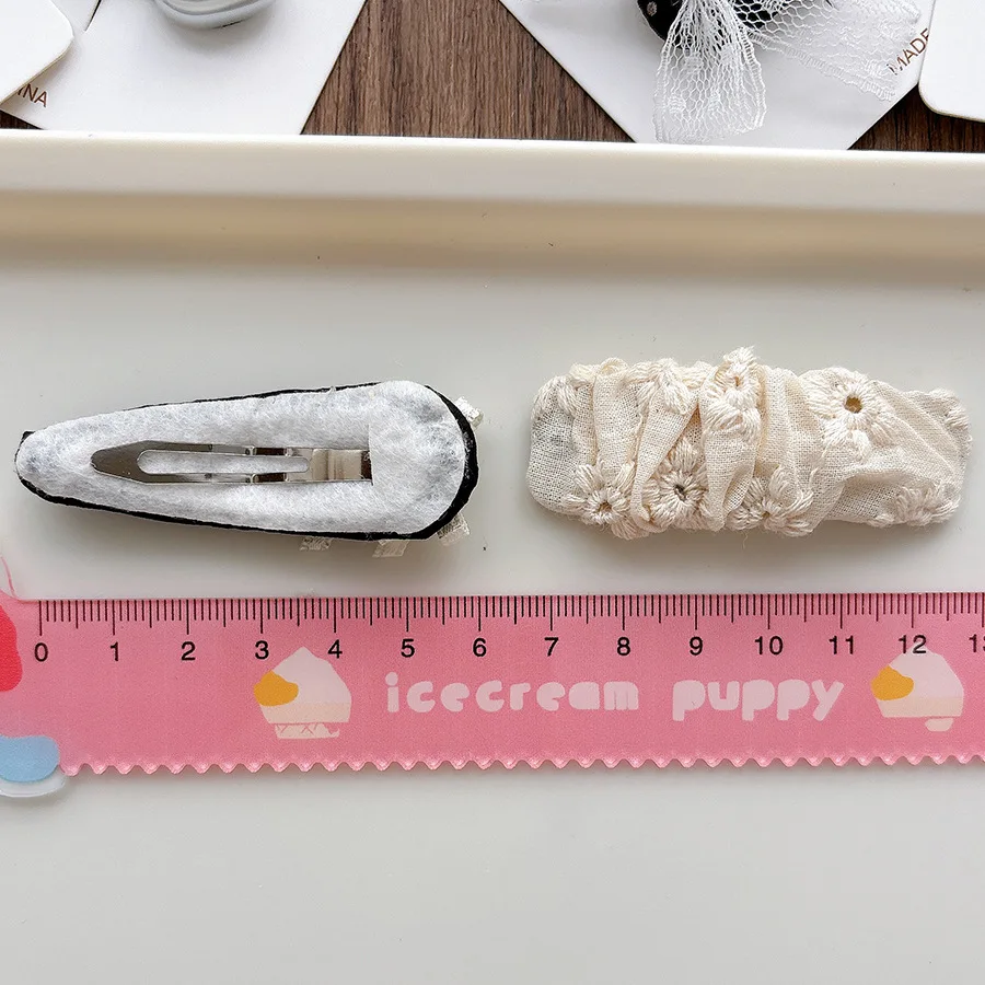 Estilo coreano para niñas, dulce tela de encaje blanco y negro, Clip BB, estilo Ballet, flequillo para niñas, Clip LATERAL, horquilla rota, accesorios para el cabello - imagen 4