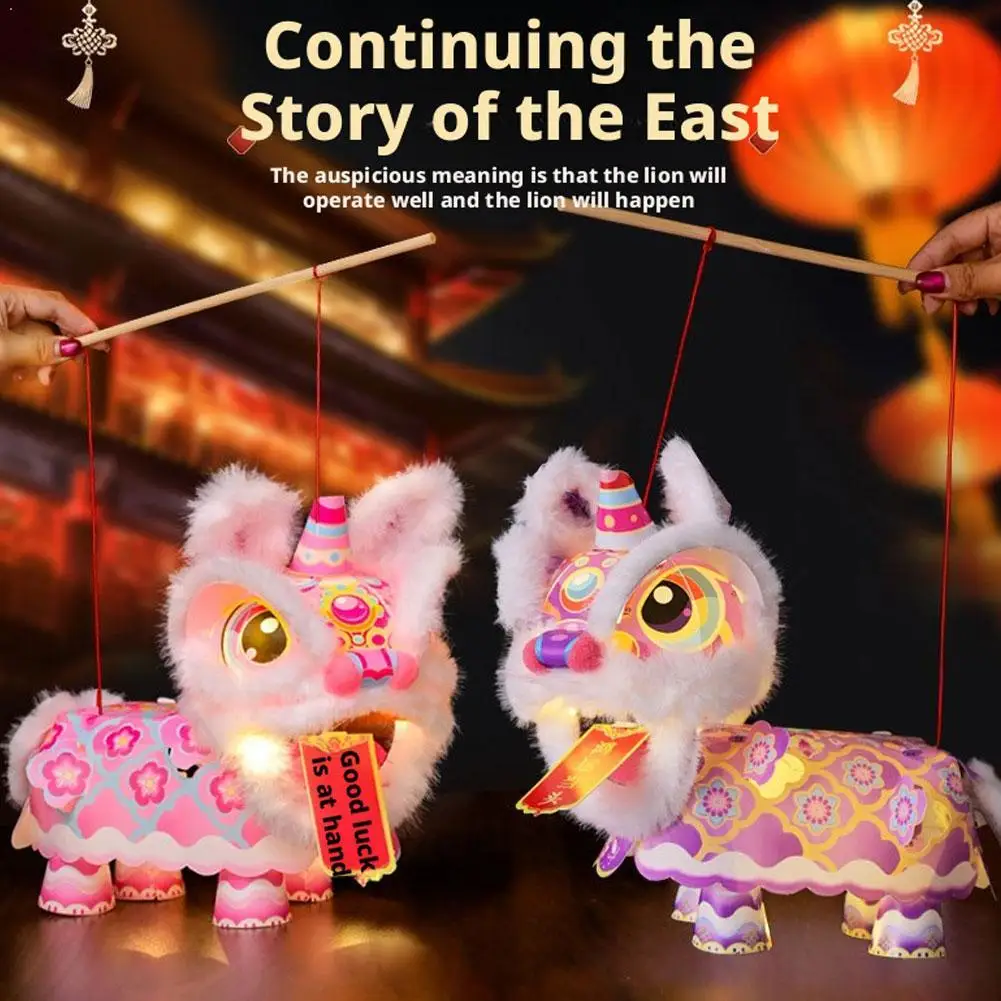 Kit de Farolillo de Danza del León para Manualidades de Año Nuevo Chino, Material de PVC y Madera, 23 cm, Cabeza, Patas y Cola Móviles, Colores Vibrantes, Tipo Tradicional