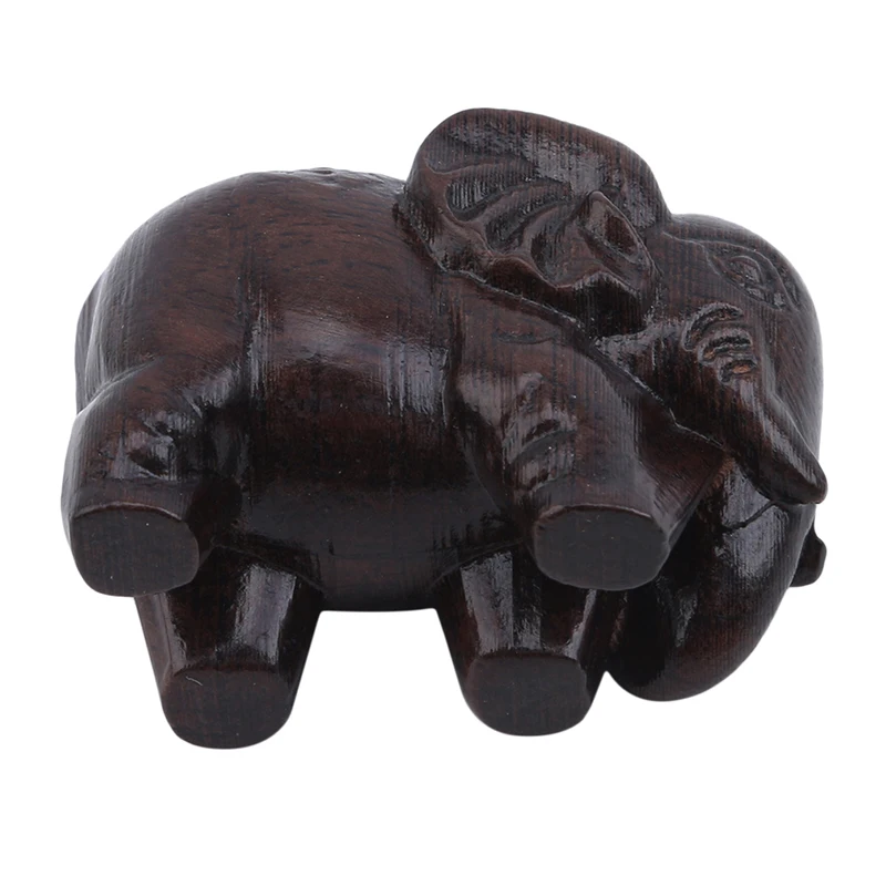 Artesanías de elefante de madera de agar negro, Mini figuritas de animales de madera, adorno para el hogar Fengshui, decoración artística de madera tallada Natural de la suerte - imagen 3