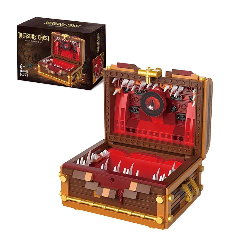 Juego de bloques de construcción de pecho del Tesoro de mazmorras, caja de monstruo creativa de almas oscuras, ladrillo, juguetes DIY para niños, regalos de vacaciones, 531 Uds.