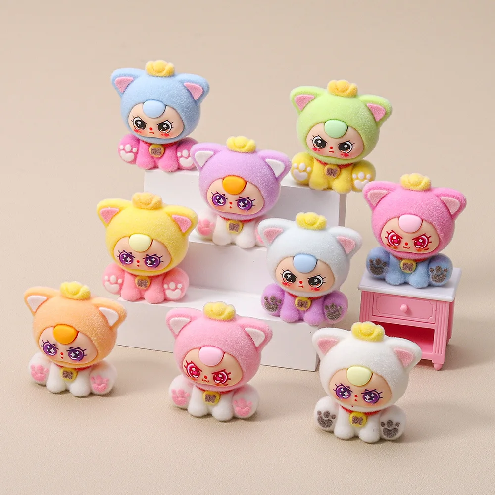 9 unids/set Mini bebé tres figuras de juguete gato estatuilla decoración de escritorio modelo adornos juguetes niños niñas regalos de navidad