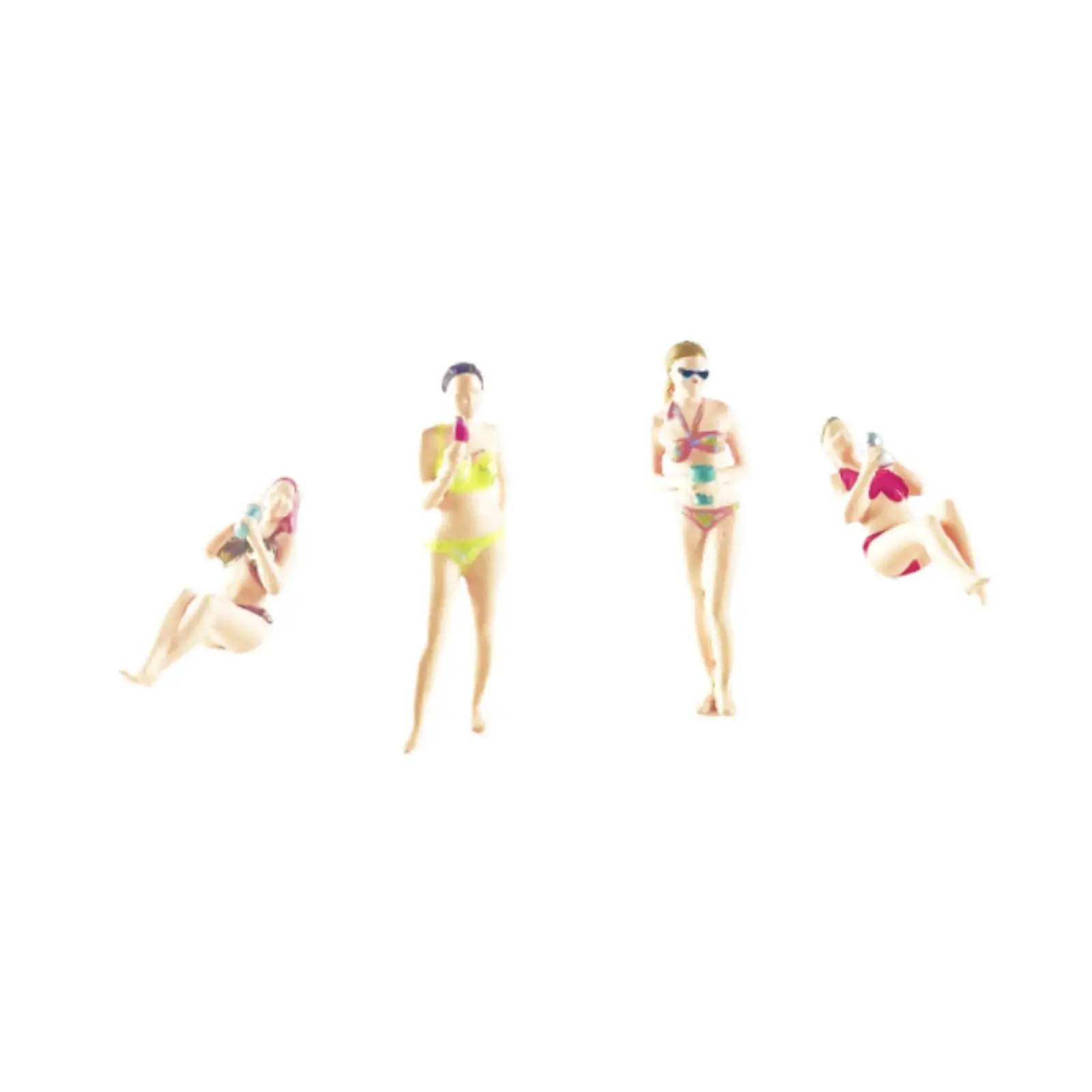 4x 1/64 Girl Model Diorama Scenery Tiny People Model for Miniature Scene