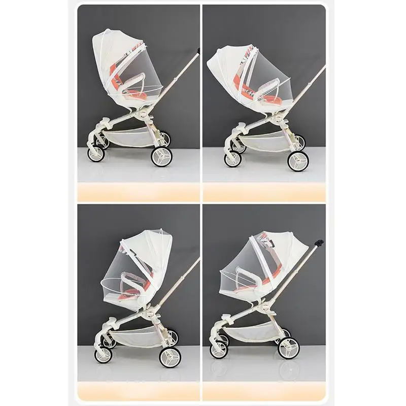 Cubierta de red para cochecito, red para cuna de bebé, cremalleras bidireccionales, barrera de protección plegable, parasol para parque infantil, cama, Camping, jugar y trotar - imagen 2