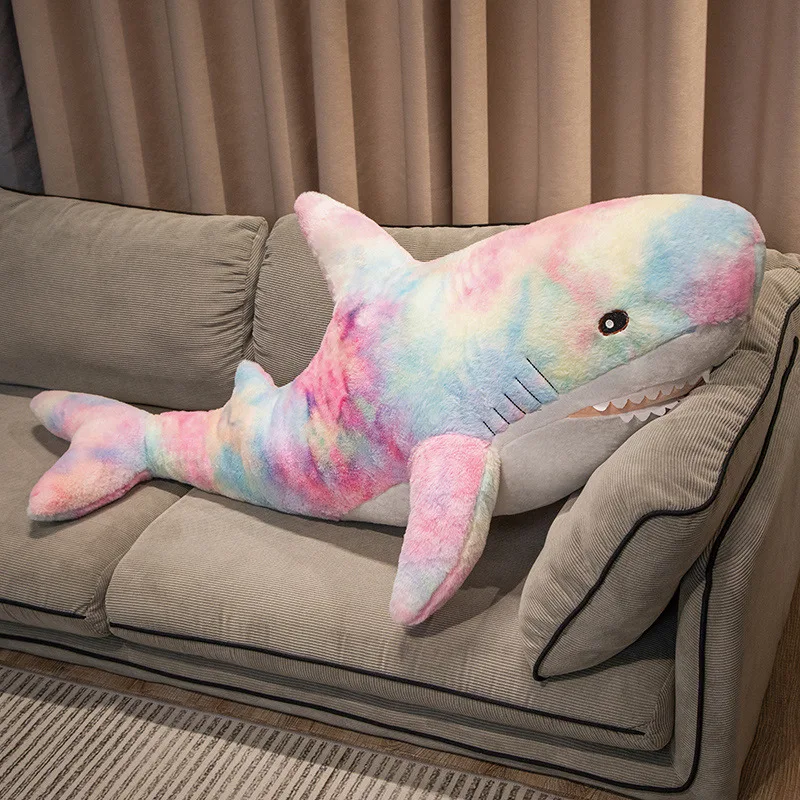 Peluche de tiburón gigante colorido almohada animal cojín suave - imagen 3