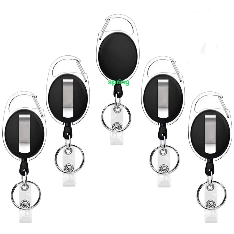 Paquete grande de 20 piezas, portatarjetas de identificación retráctil negro, llavero con mosquetón, Clips de carrete, accesorios para llavero - imagen 4