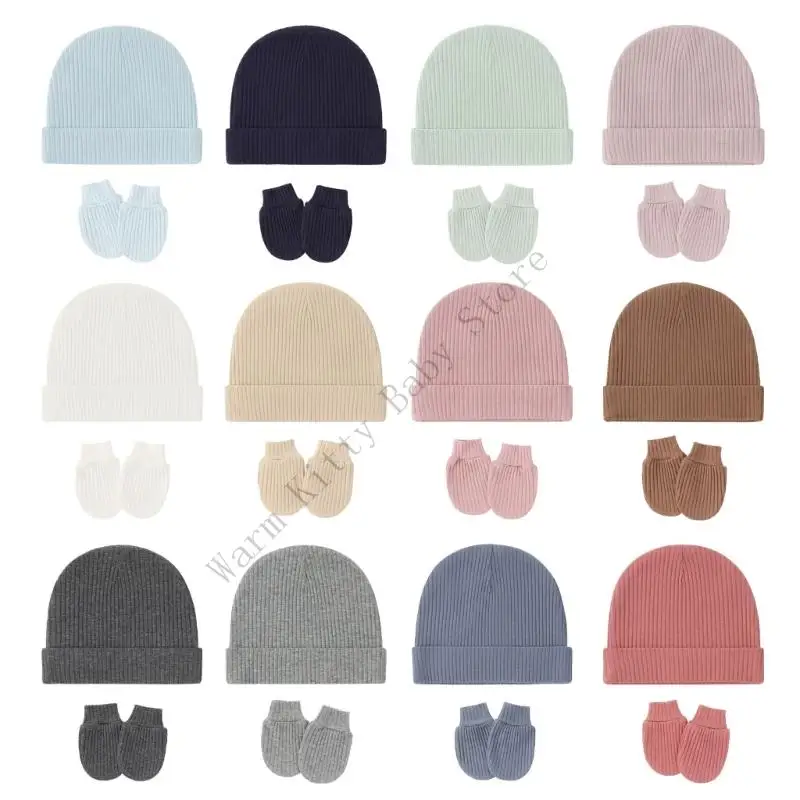 Conjunto gorro y manoplas de algodón para bebé – Suave