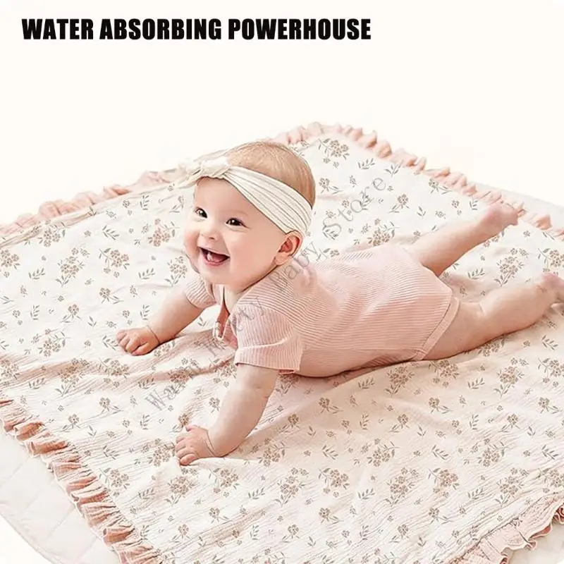 XXFE Gran 100x90cm Maneta algodón algodón para chicas con temas florales lavables - imagen 2