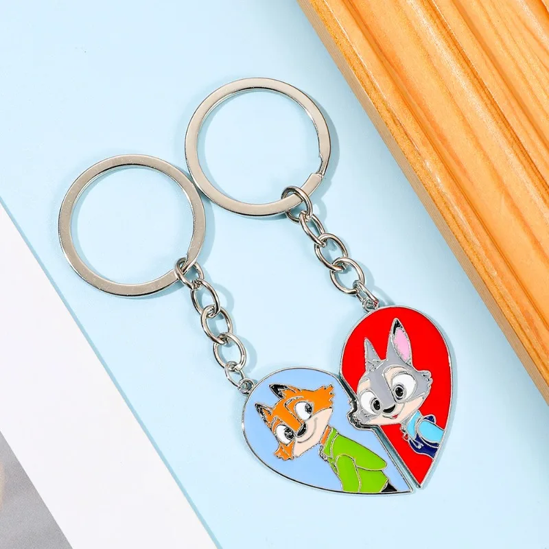 Llaveros Zootopia 2 Judy Nick Love para pareja, llavero bonito de dibujos animados de Anime de Disney, llavero de moda para hombres y mujeres, regalos ornamentales - imagen 3