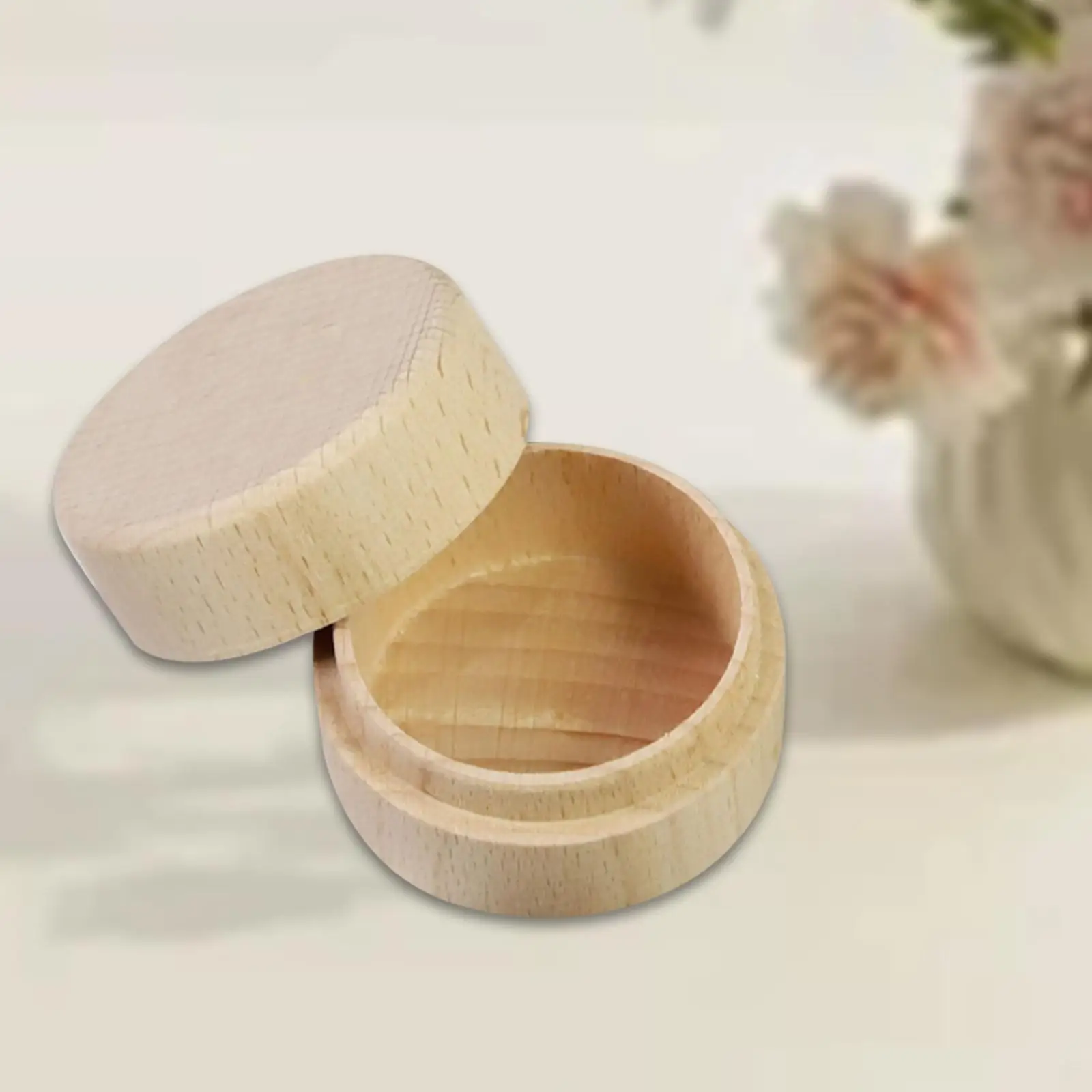 Wood Storage Container Case, Cute Baby Tooth Keepsake Storage Box Mini Round Wooden Box for Kids Baby Shower Wood Storage Container Case, Cute Baby Tooth Keepsake Storage Box Mini Round Wooden Box for Kids Baby Shower
