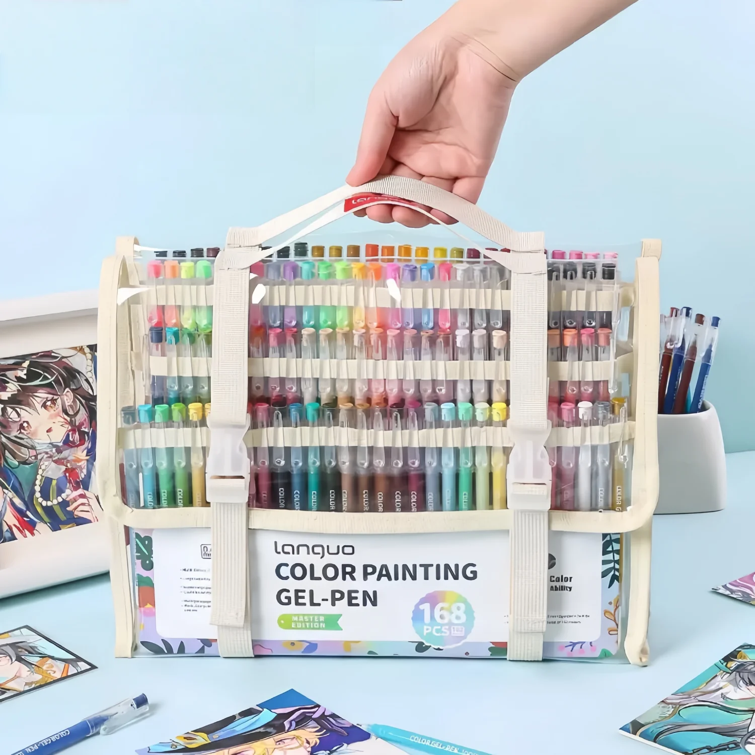 Juego de bolígrafos de Gel para pintura de Color, con caja de almacenamiento, punta de aguja de 0,6mm, bolígrafos de tinta de gran capacidad de Color rico, suministros de arte para diario, tarjetas, bricolaje