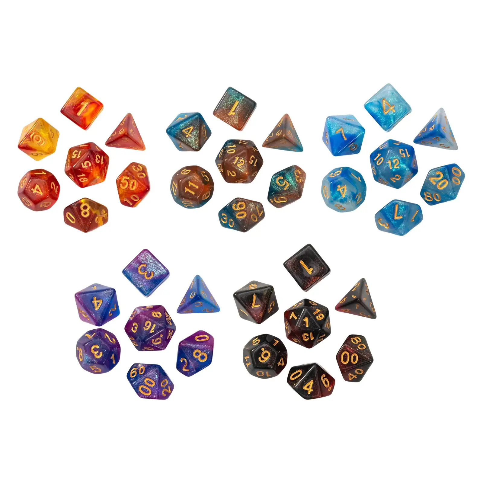 7 Acrylic Dice Amusement Toys D4-d20 Polyhedral Dice Set Multi-sided Dice for