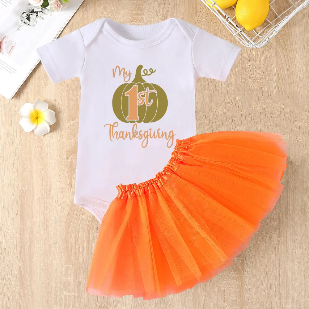 Body con estampado de My 1st Thanksgiving para bebé, conjunto de vestido para fiesta de Acción de Gracias, vestidos para niñas, tutú para pastel, atuendo para bebé, ropa de bautismo infantil - imagen 5