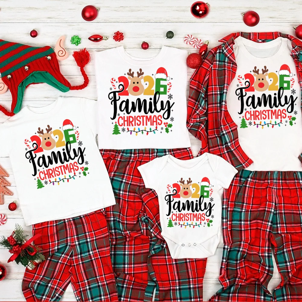 Ropa navideña familiar a juego, conjunto de regalo de fiesta de Navidad, camiseta familiar para padre, madre, niños y niñas, trajes, pelele para bebé 2026 - imagen 2