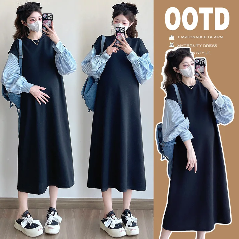 Vestido premamá de volantes para otoño – Elegante y cómodo