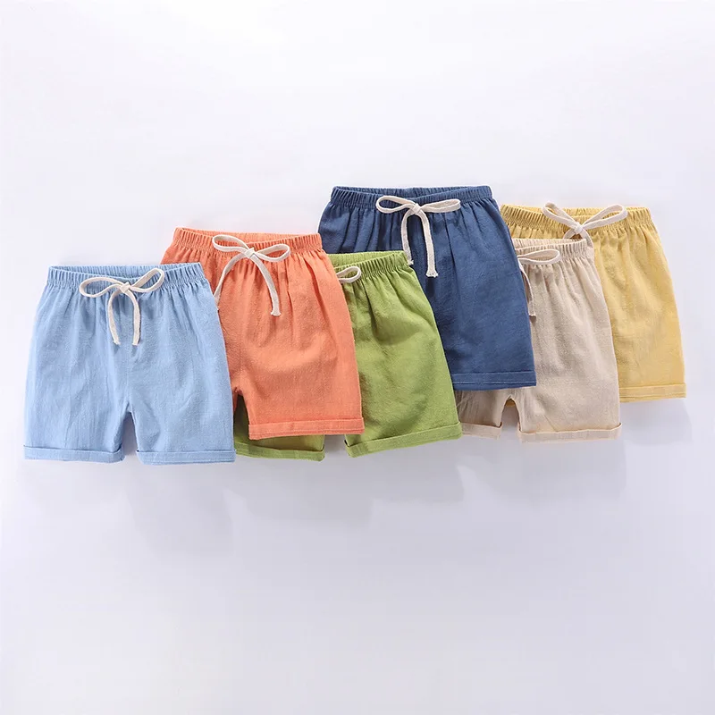Pantalones cortos deportivos de lino y algodón con cintura elástica - imagen 2