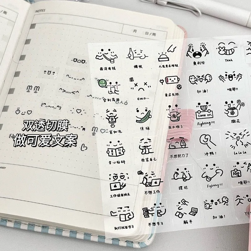 Pegatinas transparentes con emoticonos para decorar tu diario - imagen 3