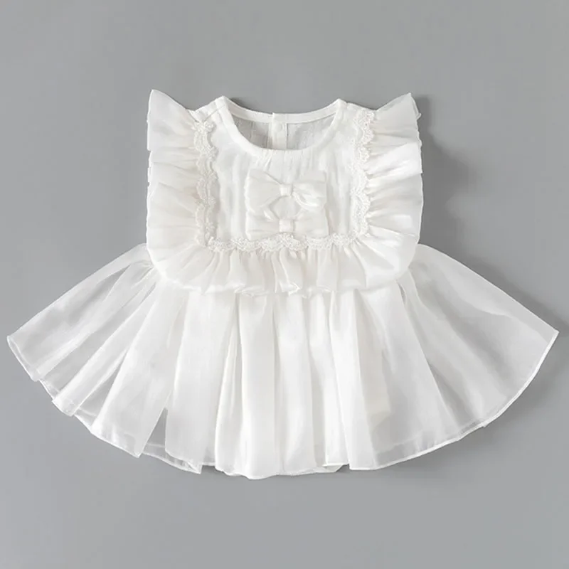 Vestido de verano sin mangas para bebé niña con lazo rosa - imagen 2