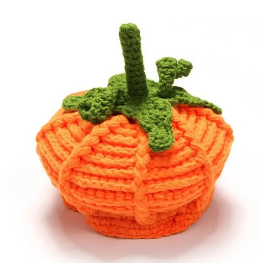 Sombrero tejido calabaza bebé – Accesorio fotografía recién nacido - imagen 4