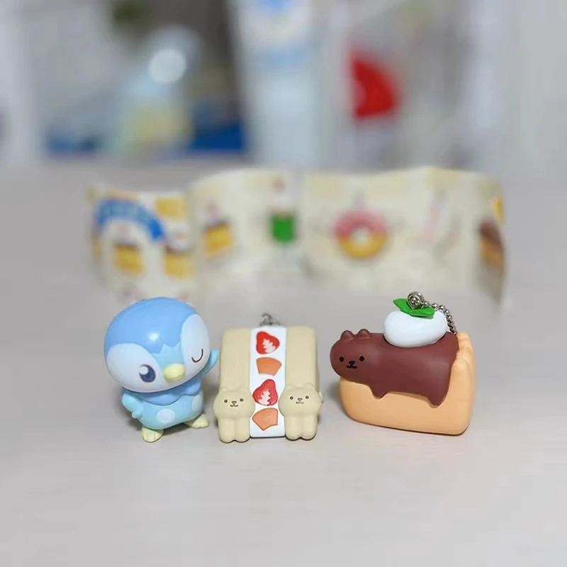 Qualia cápsula juguetes gato oculto mascota bola cadena 2 lindo gatito kawaii en comida pudín donut gashapon - imagen 2