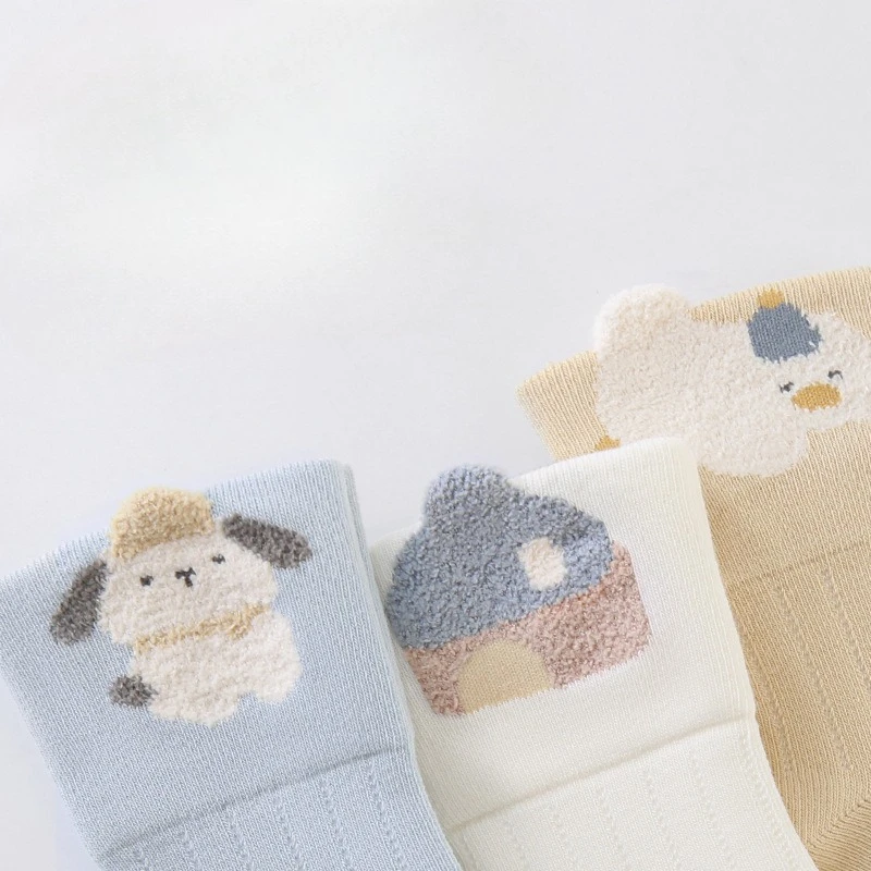 3 pares de calcetines de algodón para bebé, bonitos calcetines con diseño de animales de oso de dibujos animados para niños, calcetines para recién nacidos, calcetines bonitos y gruesos para bebés - imagen 4